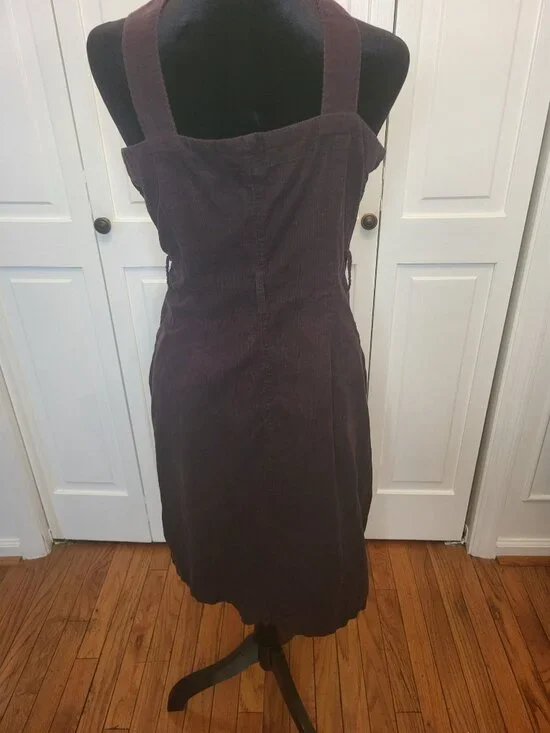 Universal Thread Brown Corduroy Jumper Dress Pockets L Cottage Peasant Milkmaid - Picture 4 of 9